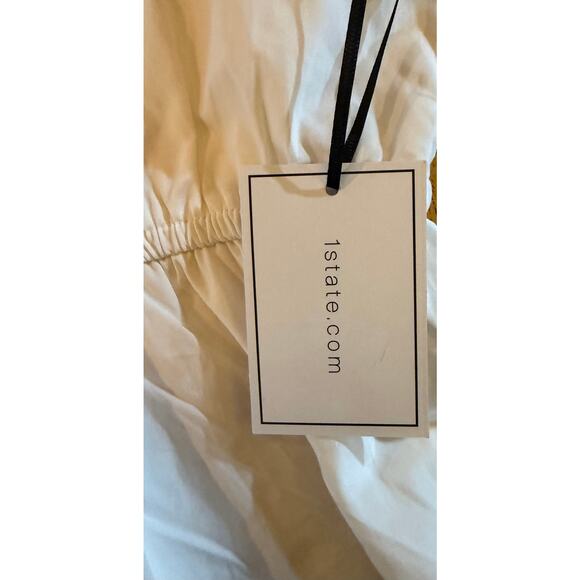 1.STATE Blouse Womens Size XL White Sleeveless Tie-Neck Peplum Hem Top - Picture 2 of 6